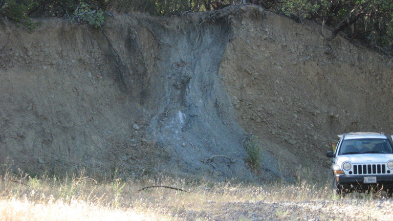 photograph of natural exposure of the fault