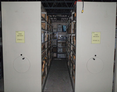 Photograph of the core archive stacks