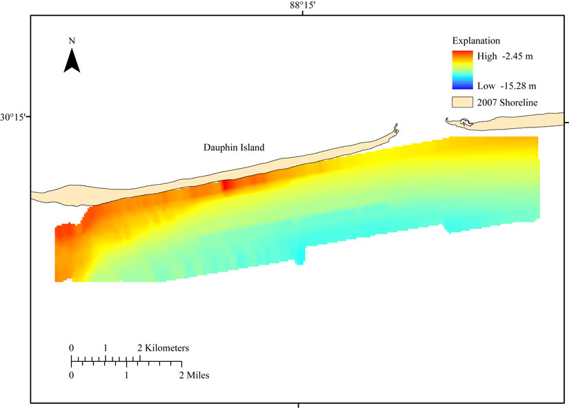 GeoTIFF image of the multibeam bathymetry 50-m grid East Section in map view.