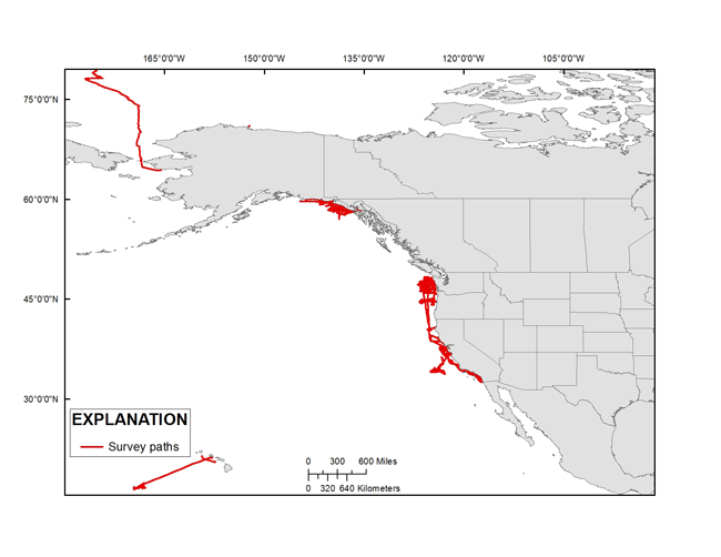 Map showing the geographic distribution of cruises in this archive.