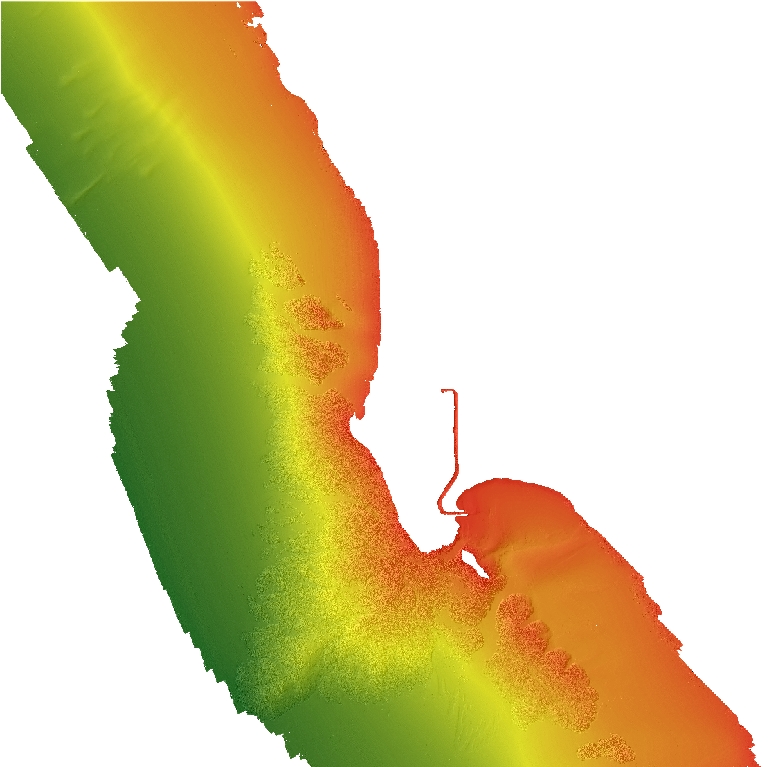 Acoustic bathymetry imagery of the Offshore of Bodega Head map area.