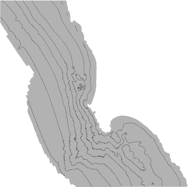 Bathymetry contour lines of the Offshore of Bodega Head map area.