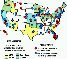 Number of wells sampled for pesticides