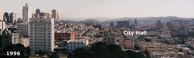 Photograph of San Francisco taken in 1996 showing dense development of the city since the 1906 earthquake