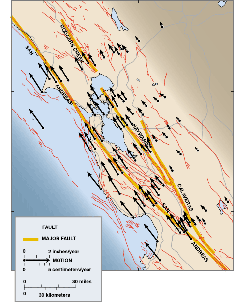 Map of faults in San Francisco Bay Area