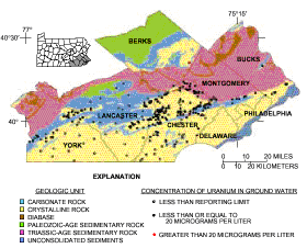 concentration of uranium in ground water in the lower susquehanna river basin