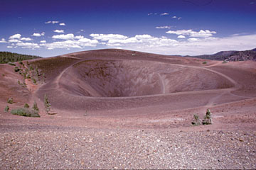 photograph showing the crater of Cinder Cone, Lassen Volcanic National Park, California