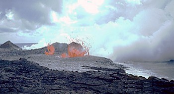 Car-sized bubbles of lava from a lava-formed 'bench'.