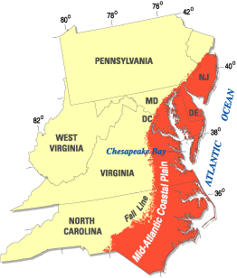 Location of the Mid-Atlantic Coastal Plain. (Click to view larger image)
