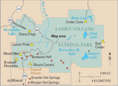 index map of Lassesn Volcanic National Park