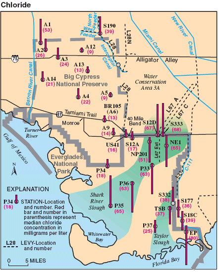 fig6 map showing chloride at the Big Cypress National Preserve