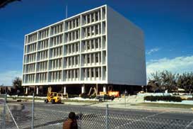 office building in Southern California badly damaged  in 1970 by a magnitude 6.4 earthquake