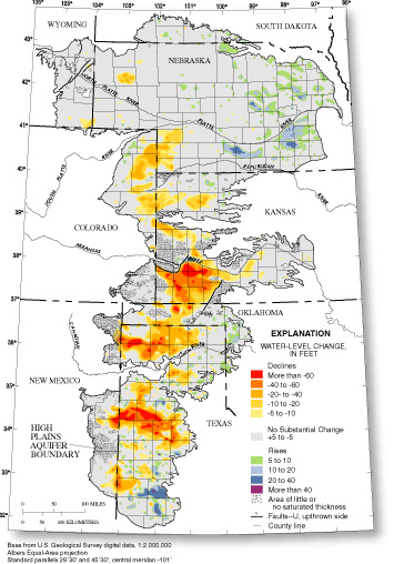 Figure 2. Water-level changes in the High Plains aquifer, 1980 to 2002.