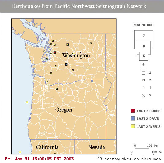 Recent Earthquakes in PNW example