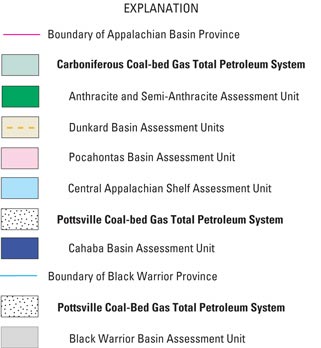 Explanation of units.  For a more detailed explanation, contact Robert C. Milici at rmilici@usgs.gov