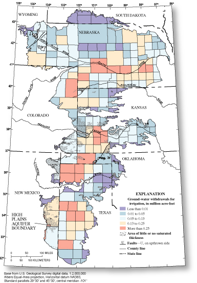 Figure 1. Ground-water withdrawals for irrigation by county.