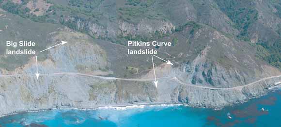 photo of Big Slide and Pitkins Curve landslides