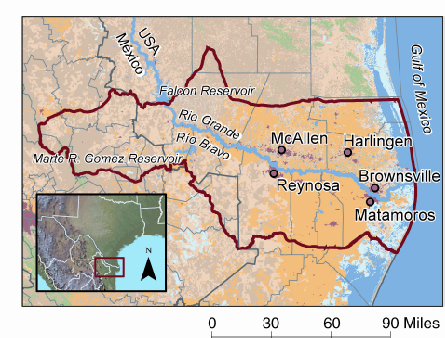 Figure 1. Map showing U.S.-Mexico Border Environmental Health Project study area.
