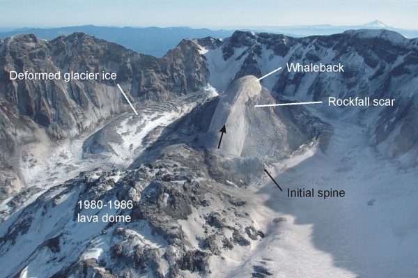 Mount St. Helens dome with 'whaleback', February 22, 2005