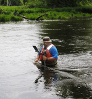 Figure 7. Streamflow measurement, Sauk River. Photograph by Katie Barnella, U.S. Geological Survey.