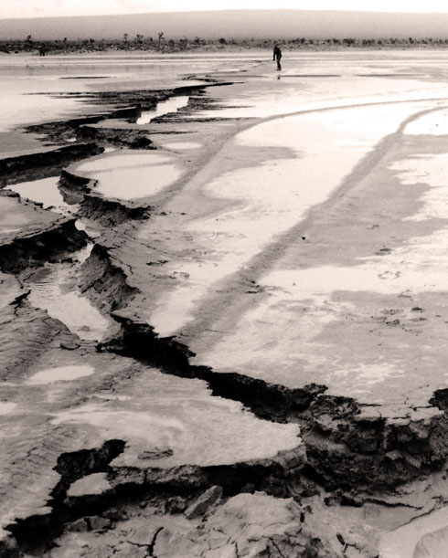 Subsidence fissure on Rogers lakebed