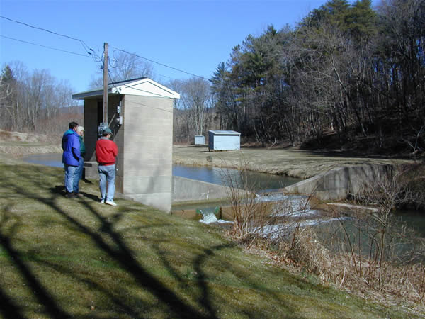 Figure 3. Streamflow-gaging station in north-central Pennsylvania used to estimate
ground-water recharge from streamflow records.