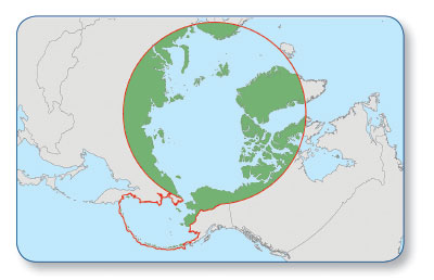 Map showing Arctic