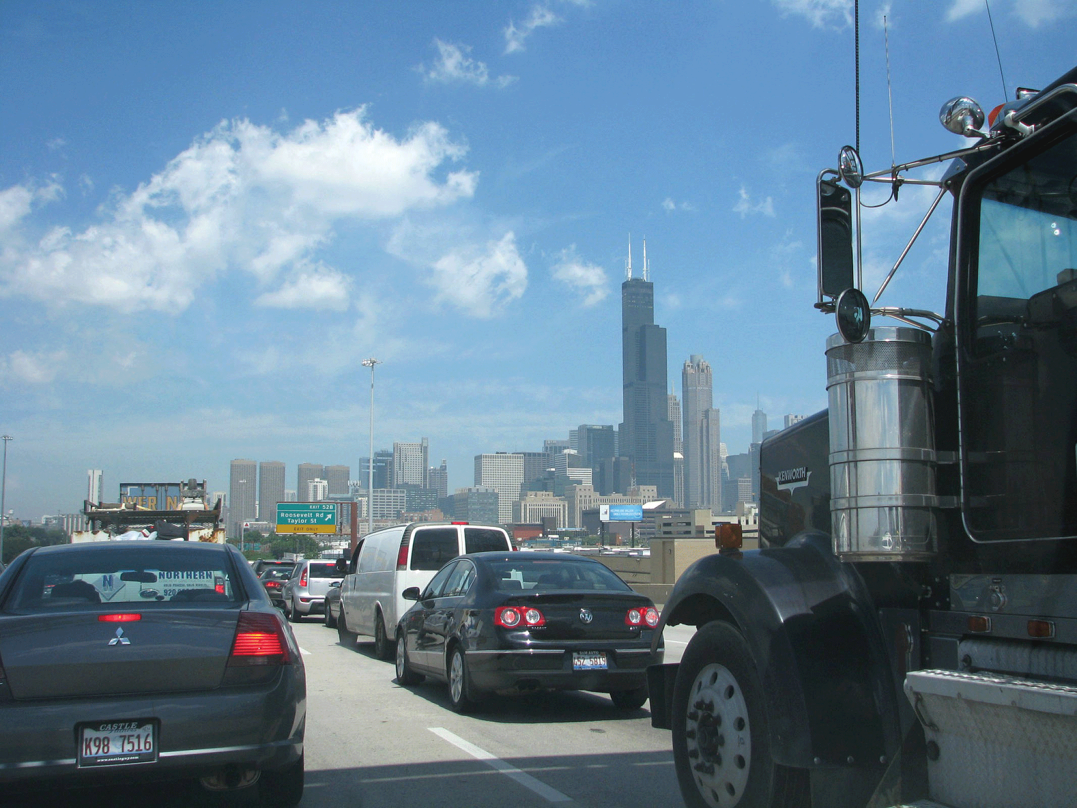 The urban Chicago area has been expanding into surrounding Illinois farmland areas.
                        Photograph credit: Eileen Hornbaker, U.S. Fish and Wildlife Service.