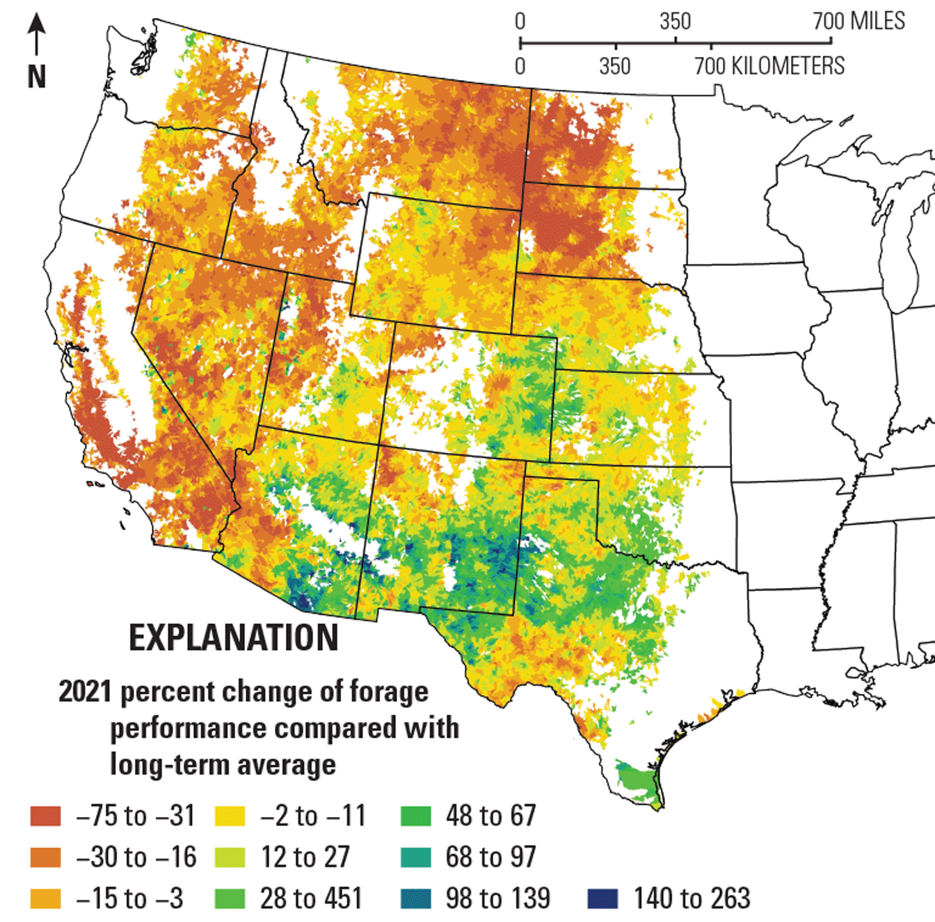 Forage performance of cheatgrass/exotic annual grass has mostly decreased in the western
                     United States.