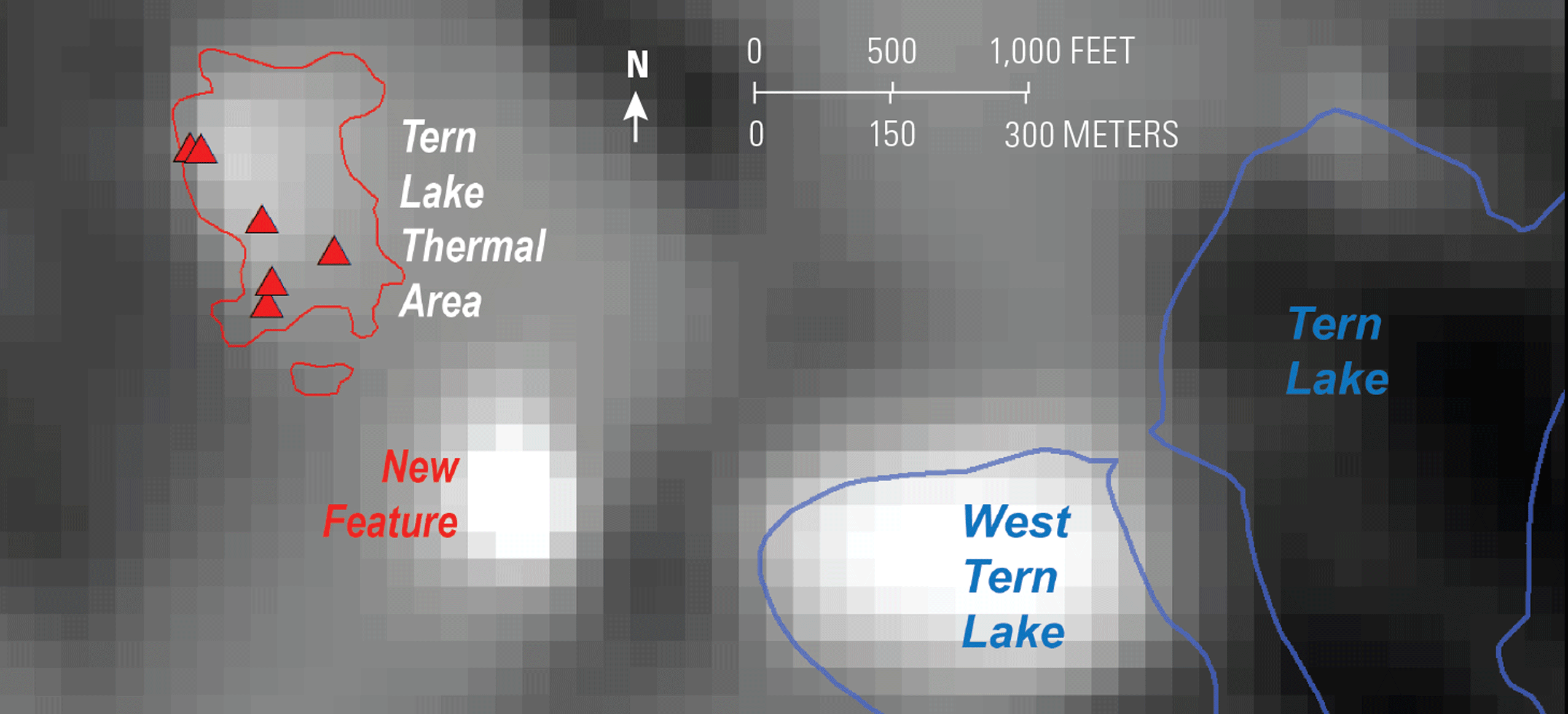 Thermal image of a new feature in Yellowstone National Park.