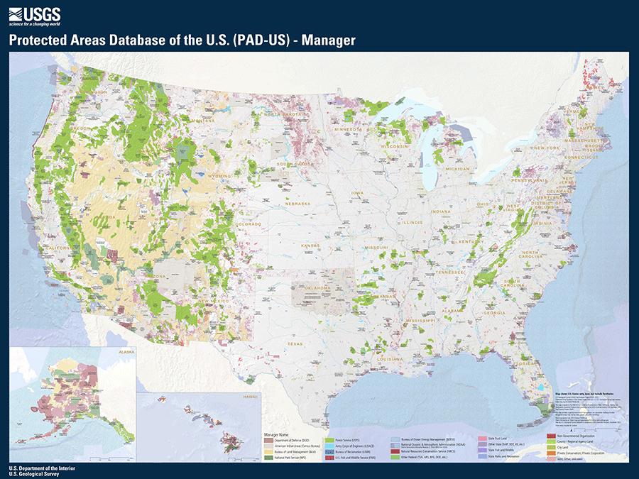 Example of the Protected Area Database of the United States National Poster Map.