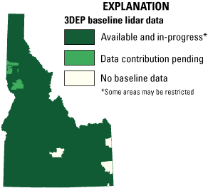 The majority of Idaho has available and in progress baseline Lidar data.