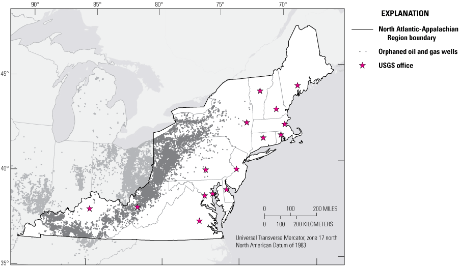 Unplugged wells in the region are mainly found in western New York, western Pennsylvania,
                        West Virginia, and Kentucky.