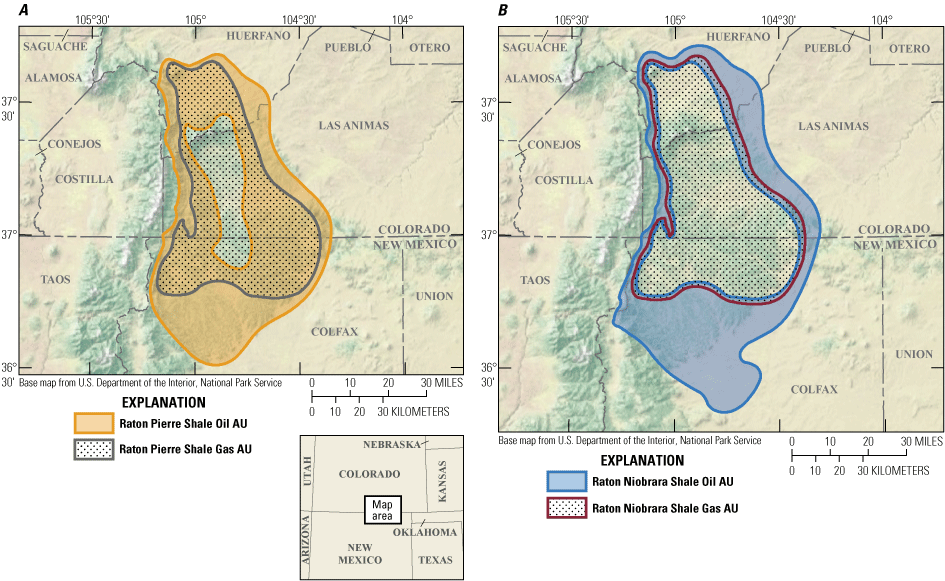 Map of the continuous oil and gas assessment units in the Raton Basin-Sierra Grande
                     Uplift Province.