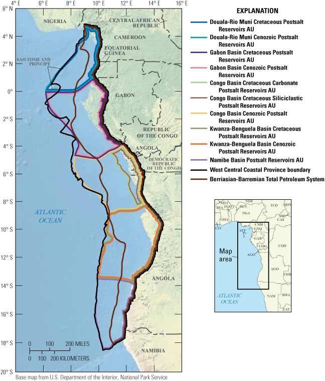Map showing 10 conventional postsalt assessment units in the West-Central Coastal
                     Province.