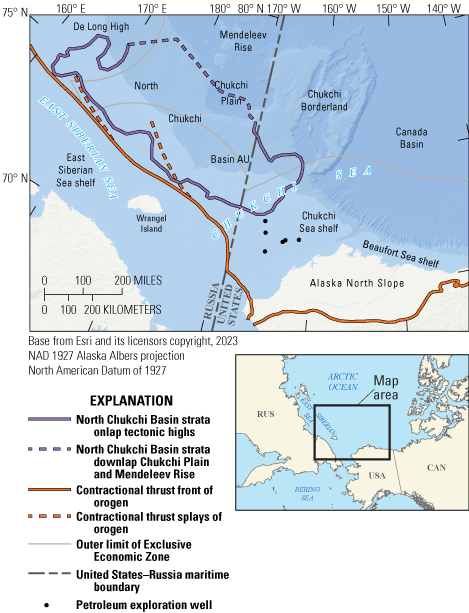 Map of the location of the North Chukchi Basin Assessment Unit.