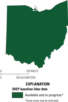 3DEP baseline lidar data are available and in progress for all of Ohio