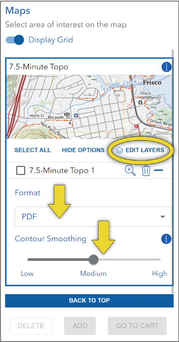 3. After choosing a location and extent, use the options in the Maps panel to customize
                     the map content.