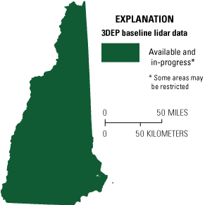 3DEP baseline lidar data are available and in progress for all of New Hampshire.