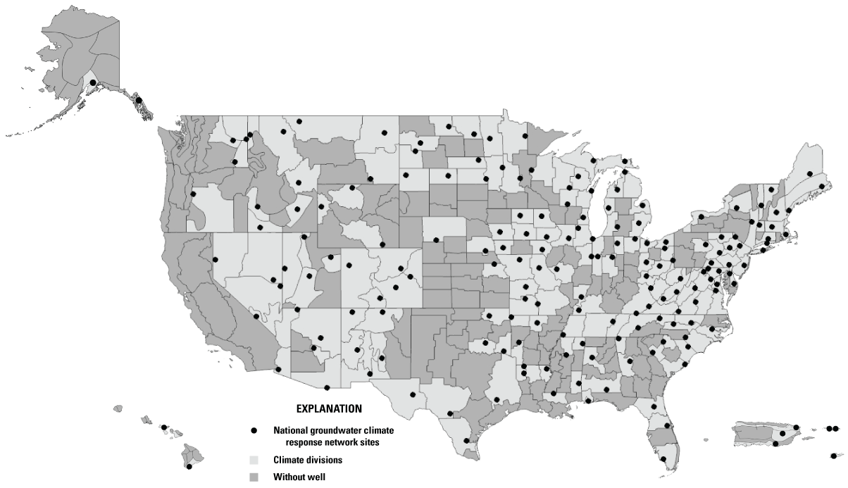 The 2024 federally funded National Groundwater Climate Response Network sites.