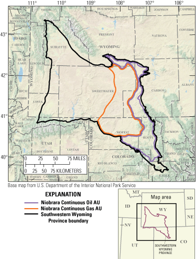Outlines of two assessment units in the Southwestern Wyoming Province.