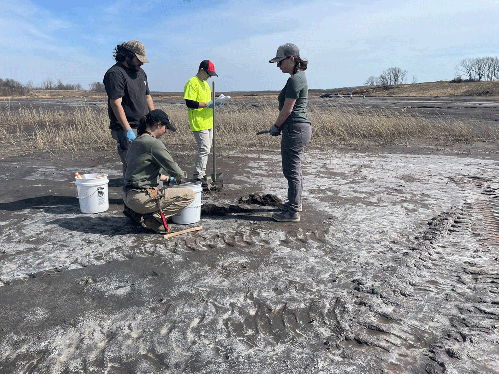 The Missouri State Geological Survey, funded through the Earth Mapping Resources Initiative,
                        is shown sampling mine waste at the Pea Ridge mine, Missouri. Photograph by Nadine
                        Piatak, U.S. Geological Survey.