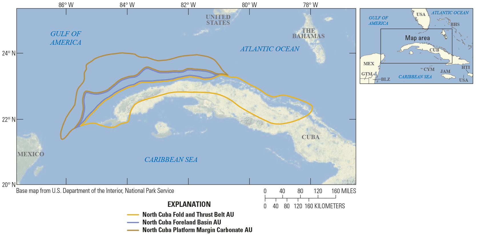 Three conventional assessment units span the North Cuba area.