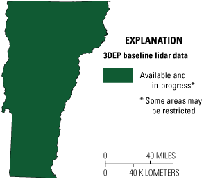3DEP baseline lidar data are available and in progress for all of Vermont.