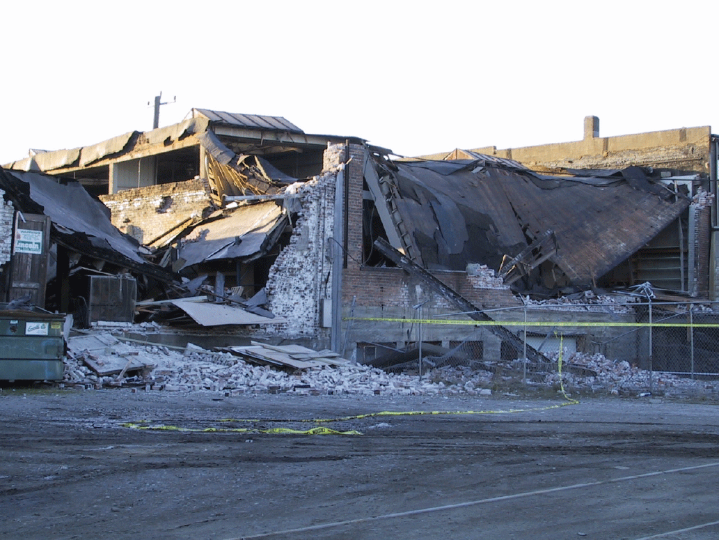 Severe building damage caused by the 2001 Nisqually earthquake.