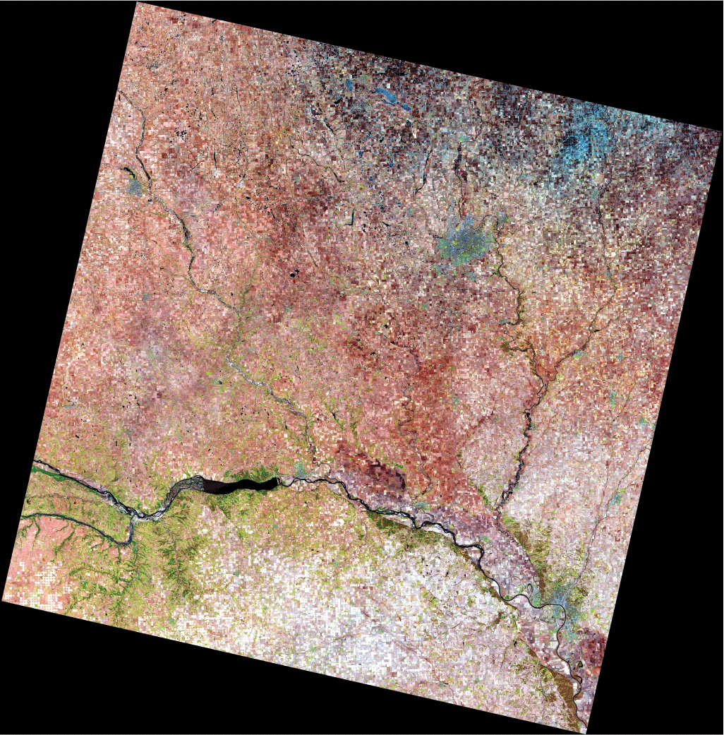 Landsat 9 color composite image with radiometric and geometric corrections applied.