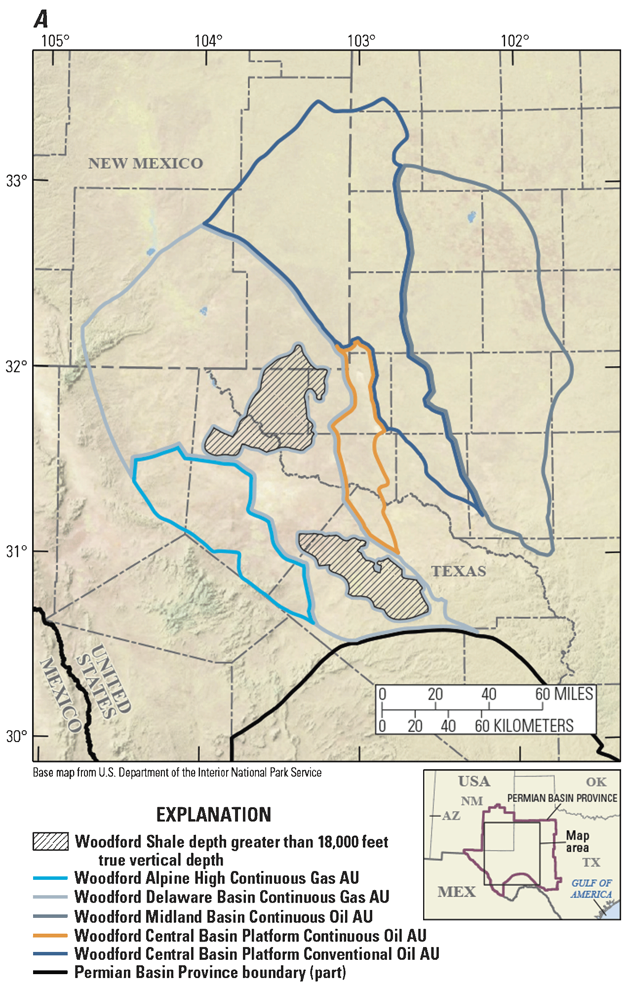 Five assessment units span southeastern New Mexico and western Texas, and four assessment
                     units span southeastern New Mexico and parts of western Texas.