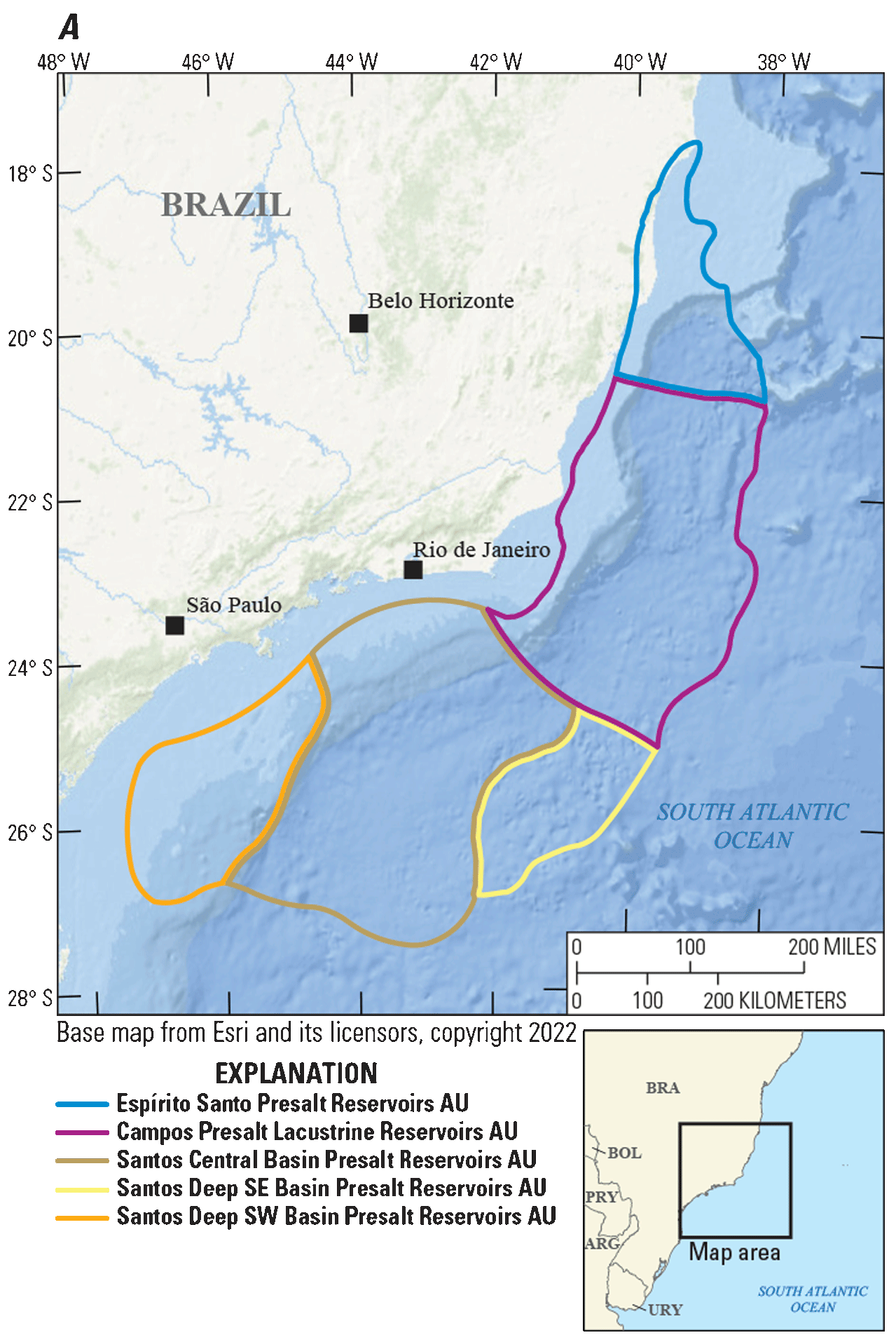 Twelve assessment units span eastern offshore Brazil.