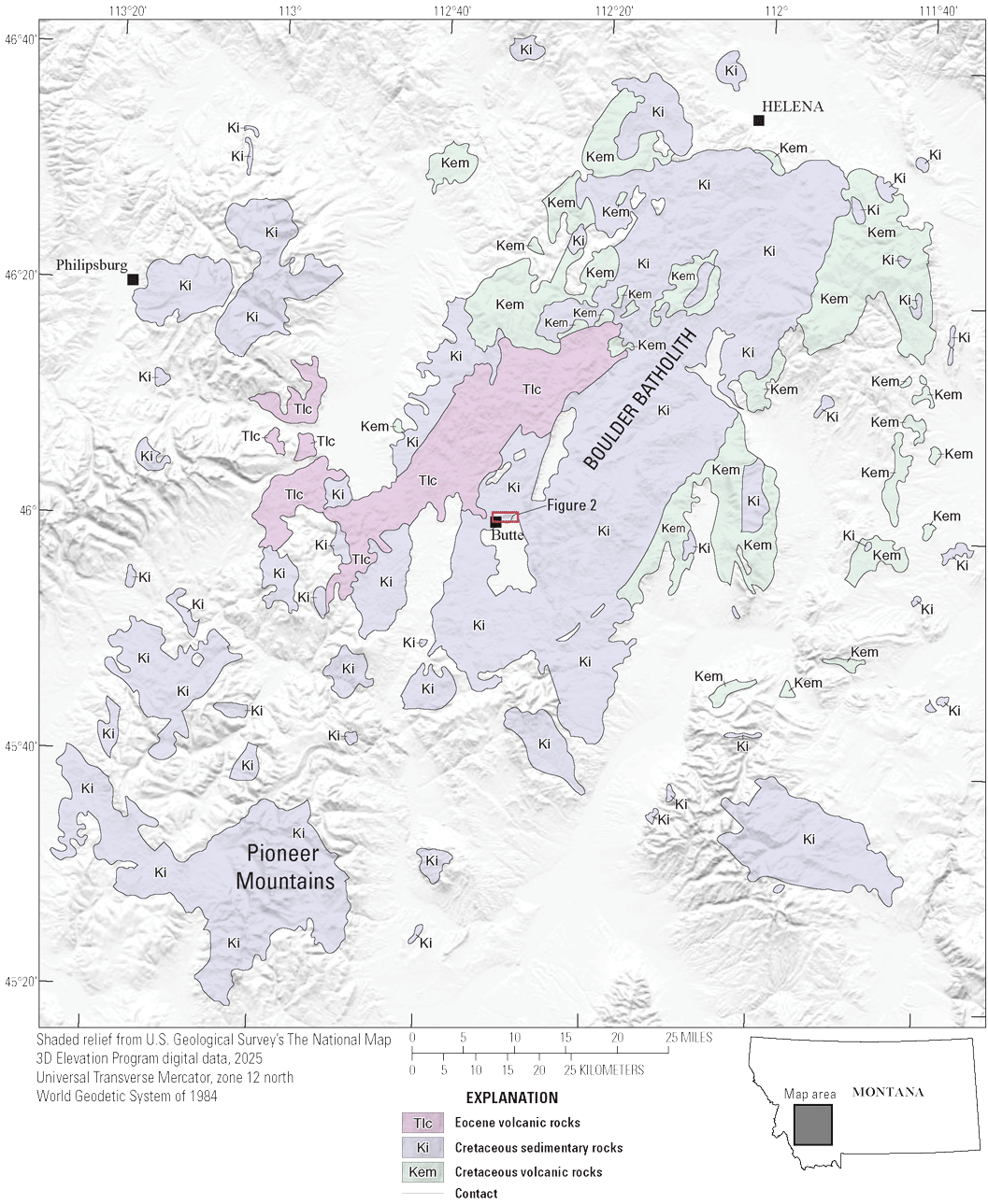 Figure 1. Extent of the Cretaceous Boulder batholith.