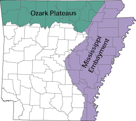 Map showing NAWQA study units in Arkansas.